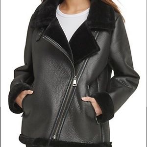 DKNY Faux shearling aviator jacket. Oversized fit